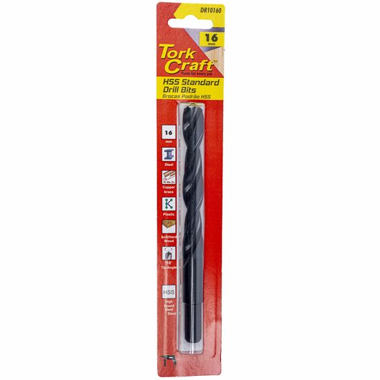 Drill Bit Hss Standard 16.0mm Reduced Shank 1/card