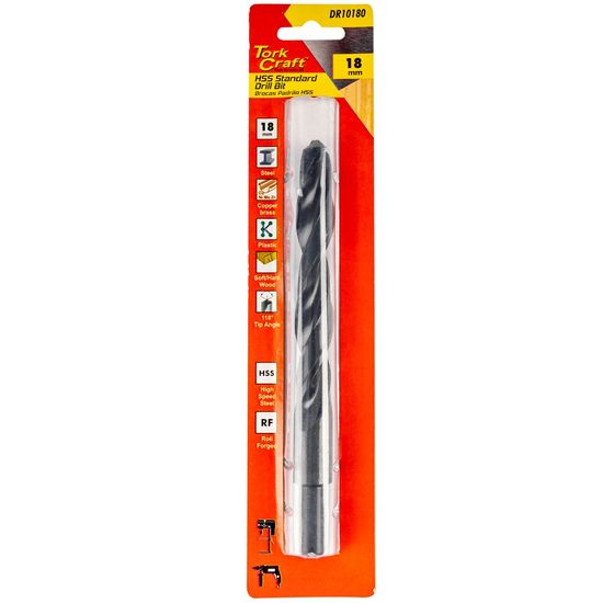 Drill Bit Hss Standard 18.0mm Reduced Shank 1/card