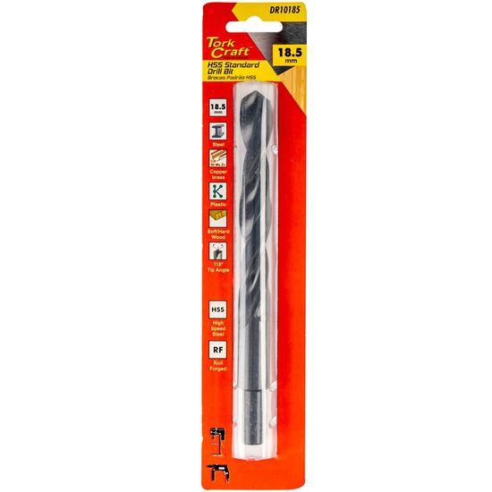 Drill Bit Hss Standard 18.5mm Reduced Shank 1/card