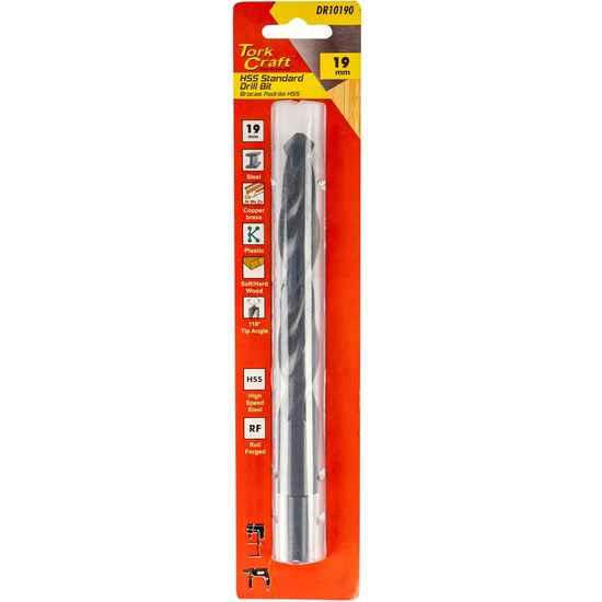 Drill Bit Hss Standard 19.0mm Reduced Shank 1/card