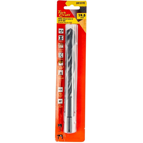 Drill Bit Hss Standard 19.5mm Reduced Shank 1/card