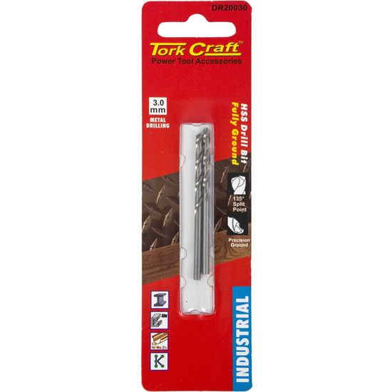 Drill Hss 3.0mm 135deg 2/card Industrial Bit