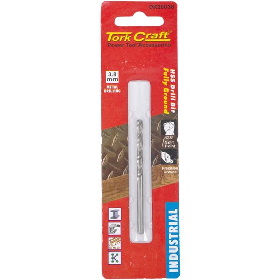 Drill Hss 3.8mm 135deg 1/card Industrial Bit