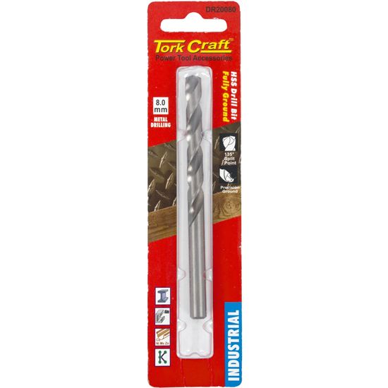 Drill Hss 8.0mm 135deg 1/card Industrial Bit