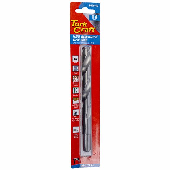 Drill Hss 16.0mm 135deg 1/card Reduced Shank Industrial Bit
