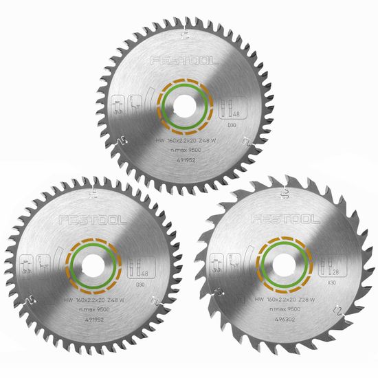 FESTOOL KSB-SORT/3 W 160x2,2 Circular Saw Blade Set 160mm 3 Piece