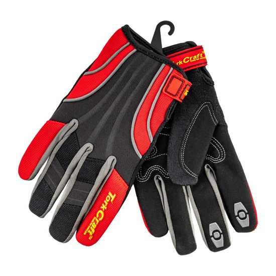 Mechanics Glove Small Synthetic Leather Reinforced Palm Spandex Red