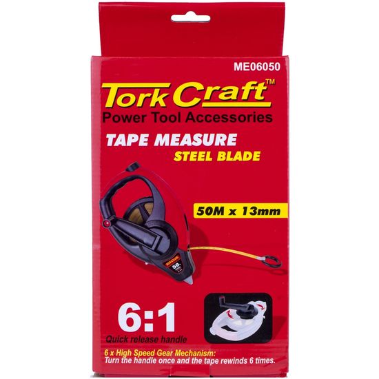 Measuring Tape Steel Blade 50m X 13mm Co-molded Rubber Casing