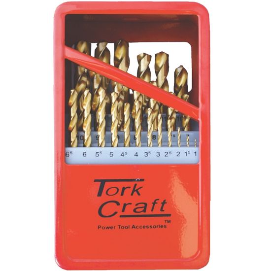 Drill Bit Set 25pce Tin. Coated Metal Case
