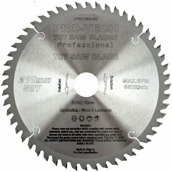 Saw Blade Tct 210x2.4x30x52t Wood Prof. PRO-TECH Fes. Ts75