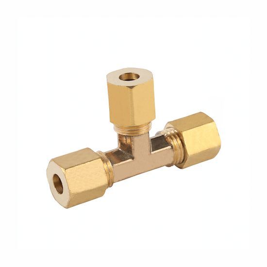 Red. Conical Tee Brass 1/4' X 1/4' X 3/8'