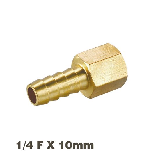 Hose Tail Connector Brass 1/4f X 10mm