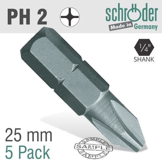 Phil.no.2x25mm Classic Ins.bit 5 Pack