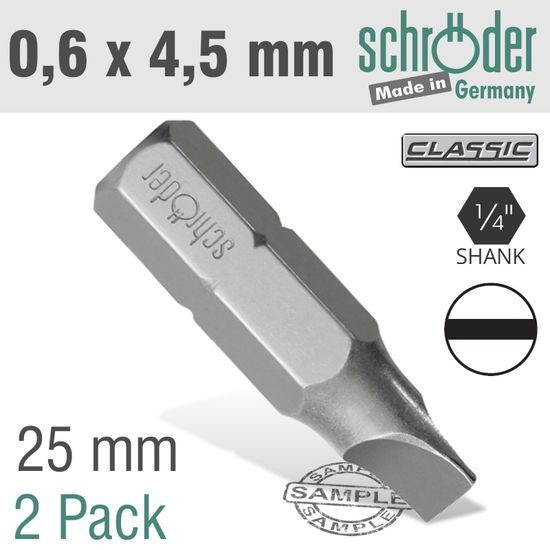 Slotted Bit 0.6x4.5mm 25mm 2cd