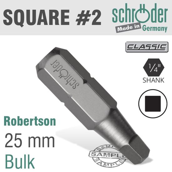 Sq.recess No.2x25mm Insert Bit