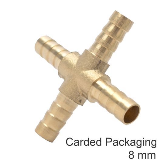 4 Way Hose Connector 8mm 1pce Blister
