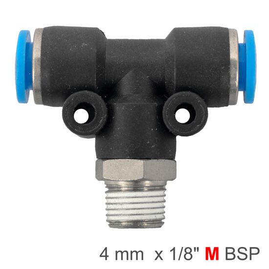 Pu Hose Fitting Tee 4mm-1/8 M