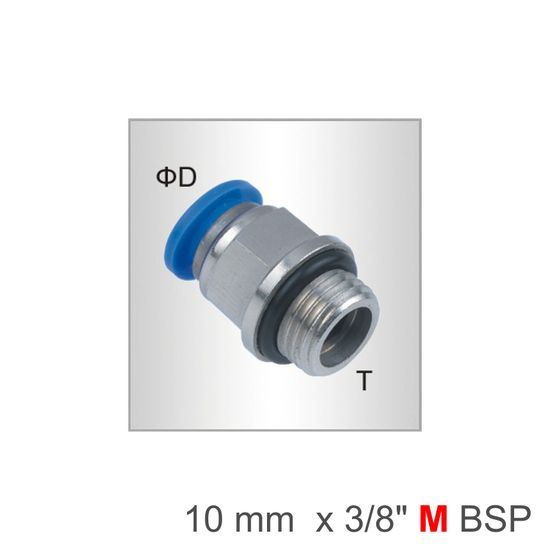 Pu Fitting Str. Stud W/o-ring 10mm-3/8 M