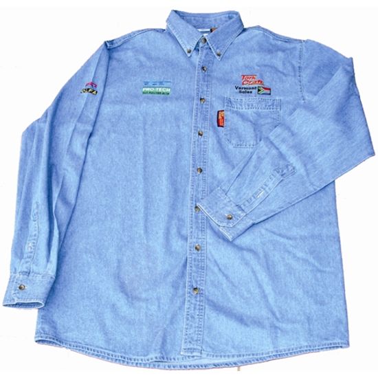 Vermont Mens Long Sleeved Denim Shirt Stone Washed Medium
