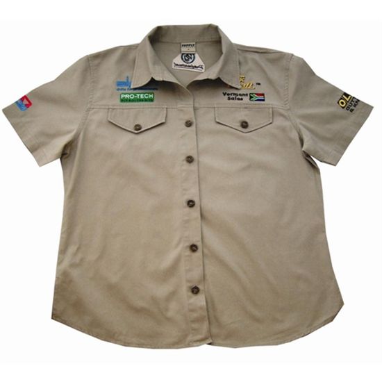 Vermont Ladies Cotton Shirt Stone Large