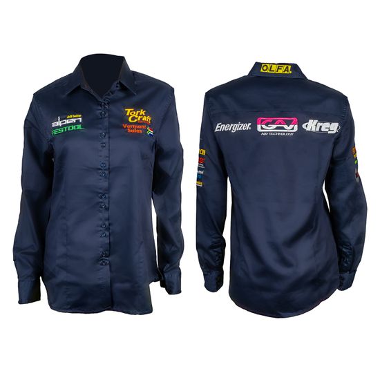 Vermont Ladies Cotton Shirt Navy Blue Xlarge - Long Sleeve