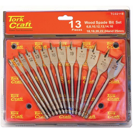 Spade Bit Set 13pce Double Blister