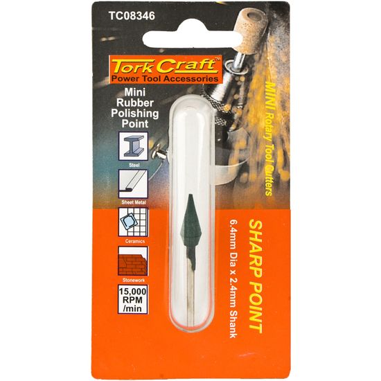 Mini Rubber Polishing Point 6.4mm Sharp Point 2.4mm Shank