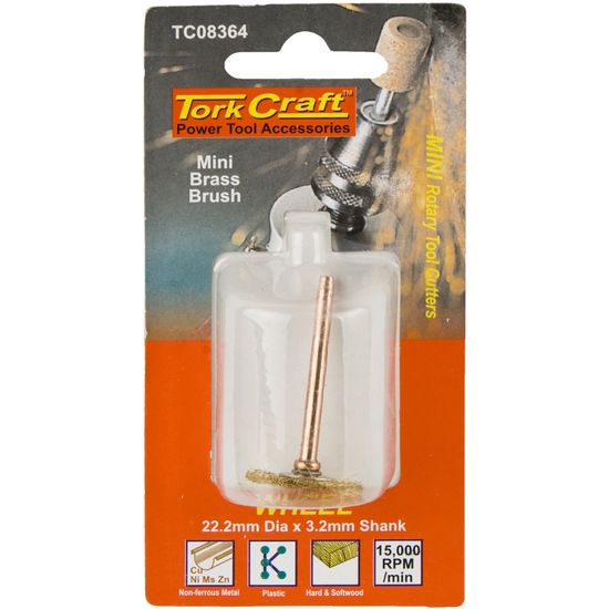 Mini Brass Brush 19.1mm Wheel 3.2mm Shank