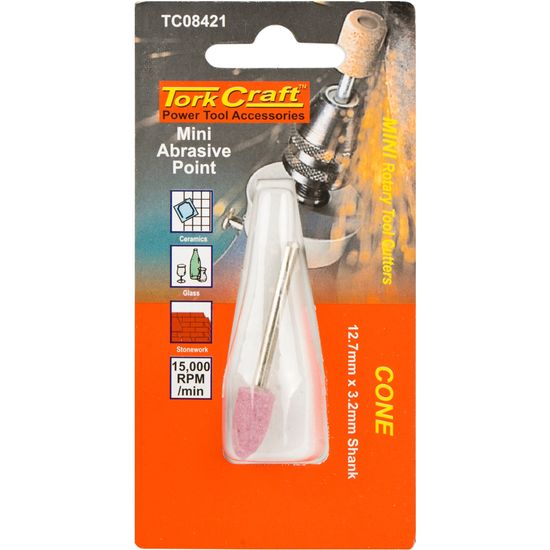 Mini Abrasive Point 12.7mm Cone 3.2mm Shank