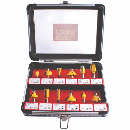 Router Bit Set 12pc/alu.case 1/4'
