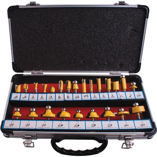 Router Bit Set 24pc Alum.case 1/4'