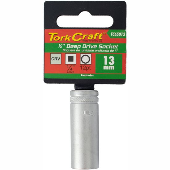 Socket 13mm 1/4' Dr Deep Socket Crv 12 Point
