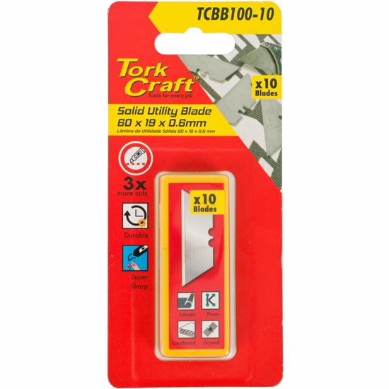 Utility Blade Solid 60mm X 19mm X 0.6mm 10pc Sk5