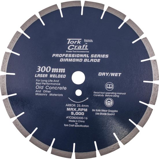 Diamond Blade 300 X 25.4mm Old Concrete Laser Welded Segmented