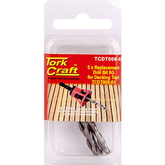 Replacement Drill Bits 8g X 5pc For Decking Tool Tcdt008-01
