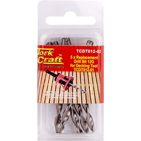 Replacement Drill Bits 12g X 5pc For Decking Tool Tcdt012-01