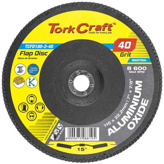 Flap Disc 180mm 15 Deg.angle 40grit A/o