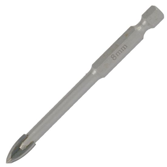 Glass & Tile Drill 8mm 4 Flute With Hex Shank