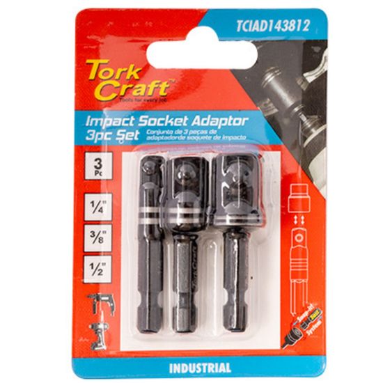 Impact Socket Adaptor 3pc Set 1/4' 3/8' 1/2'