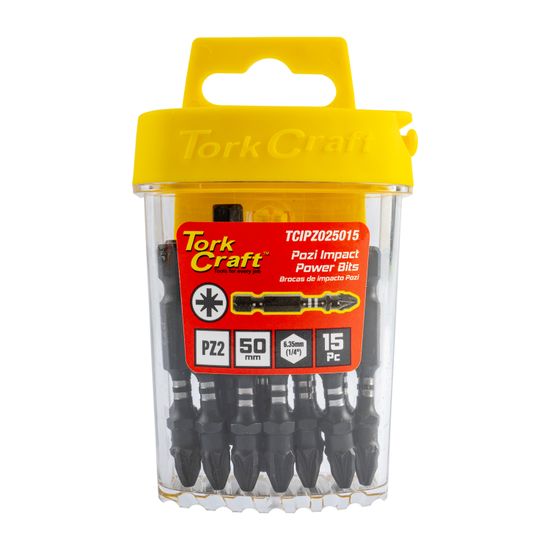 Impact Pozi.2 X 50mm Insert Bit 15pc Tic Tac Case Pz2