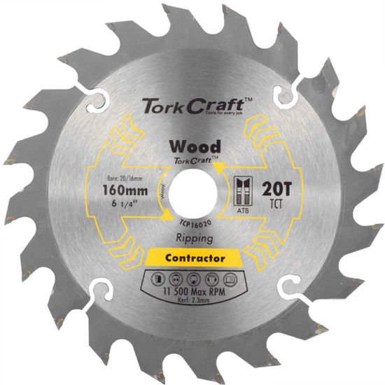 Blade Contractor 160 X 20t 20/16 Circular Saw Tct