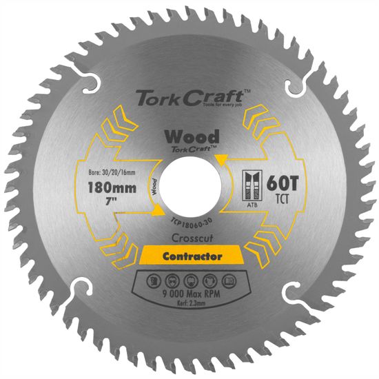 Blade Contractor 180 X 60t 30/20/16 Circular Saw Tct