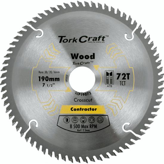 Blade Contractor 190 X 72t 30/20/ Circular Saw Tct