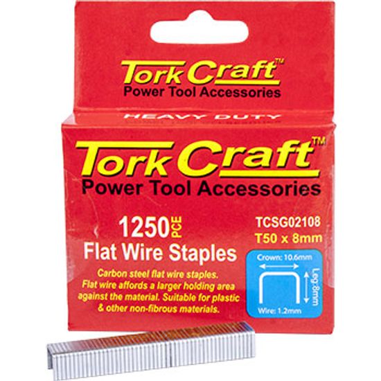 Flat Wire Staple 16g X 10.6mm X 8mm T50 1250pc C/steel For Tcsg0210