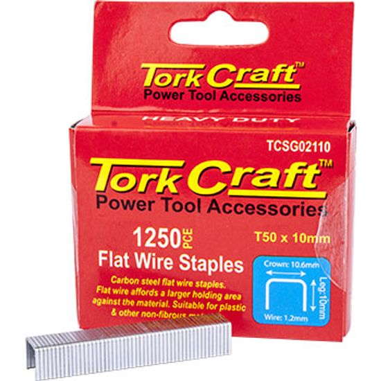Flat Wire Staple 16g X10.6mm X 10mm T50 1250pc C/steel For Tcsg0210