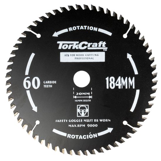 Saw Blade Thin Kerf 184 X 60t 20/16 Tct