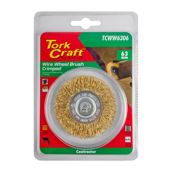 Wire Wheel Brush 63mm X 6mm Shaft Blister