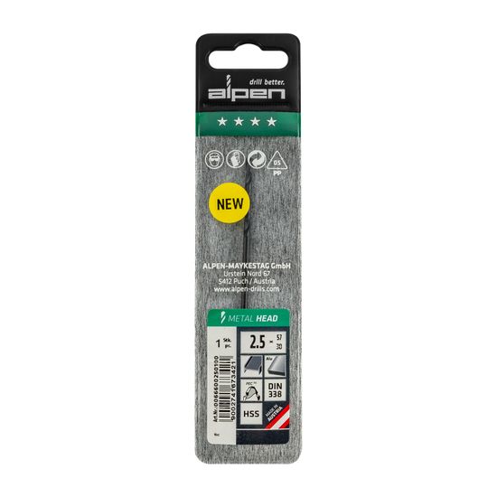 HSS METAL HEAD 2.5MM DIN 338 RN