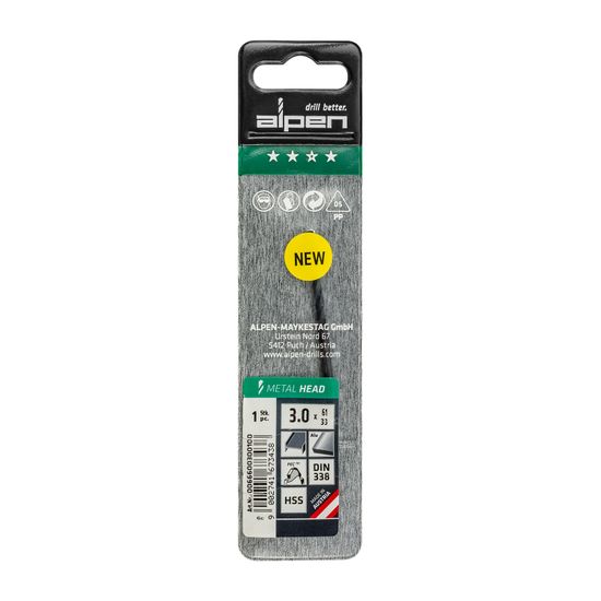 HSS METAL HEAD 3.0MM DIN 338 RN
