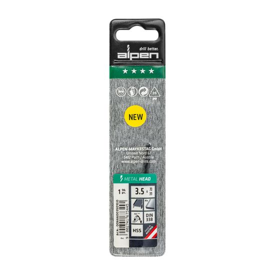 HSS METAL HEAD 3.5MM DIN 338 RN